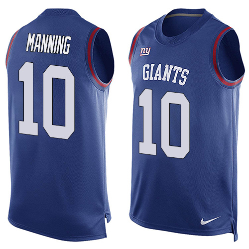 Men's Limited Eli Manning Nike Jersey Royal Blue - #10 Player Name & Number Tank Top NFL New York Giants